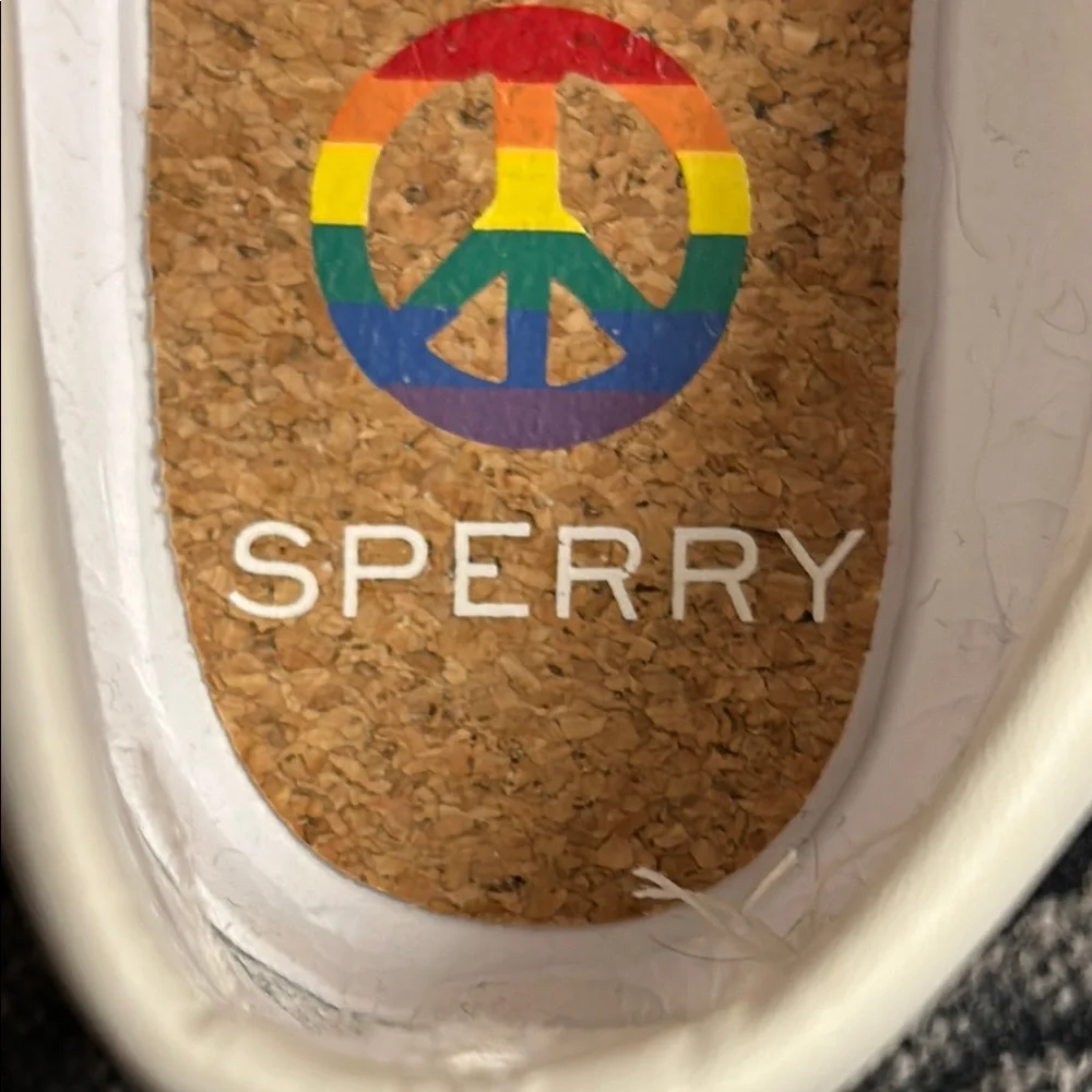 Sperry Men's Authentic Original Pride 2-Eye White/Rainbow Boat Shoes, Size 10